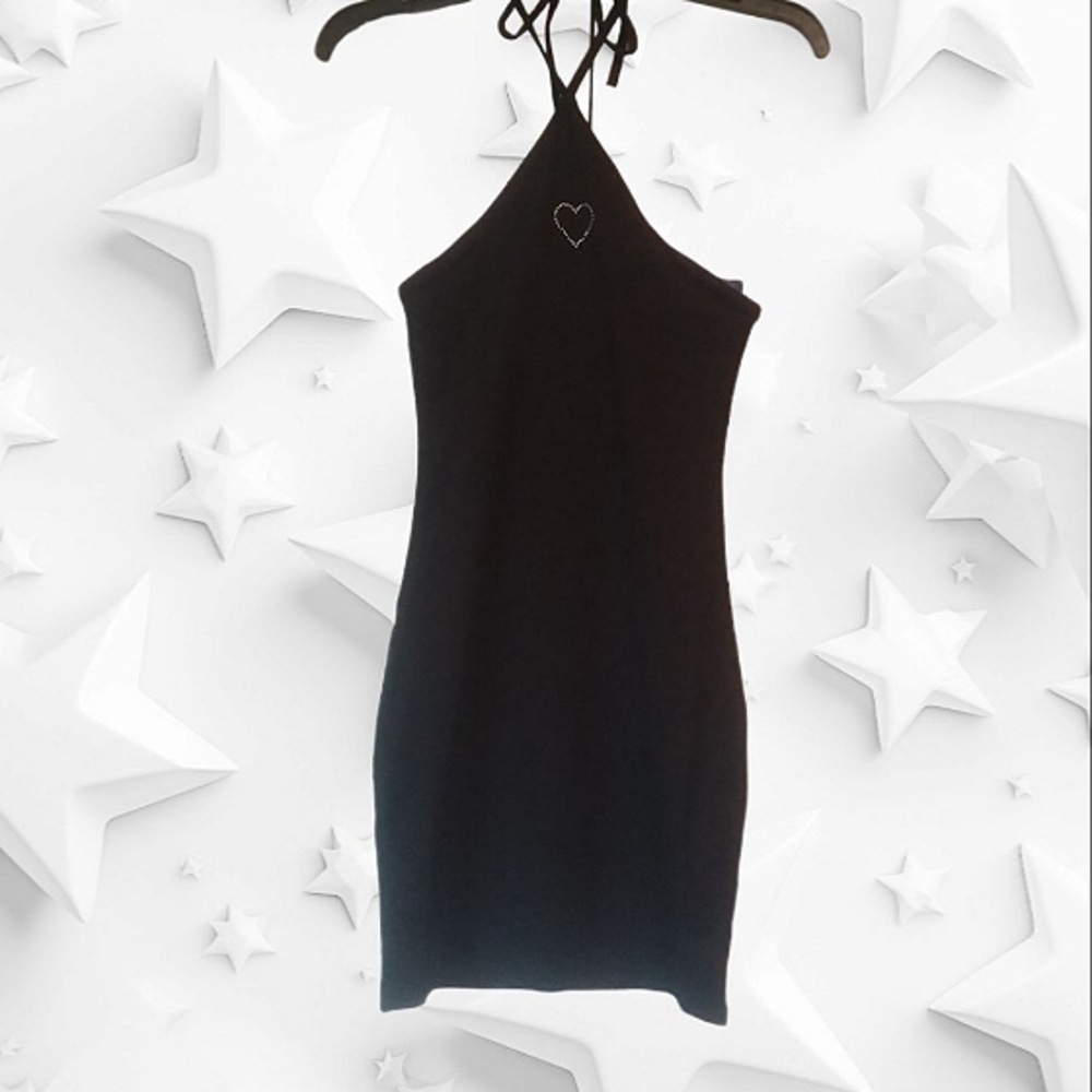 H&M Divided Halter Tie Mini Black Dress Size XS